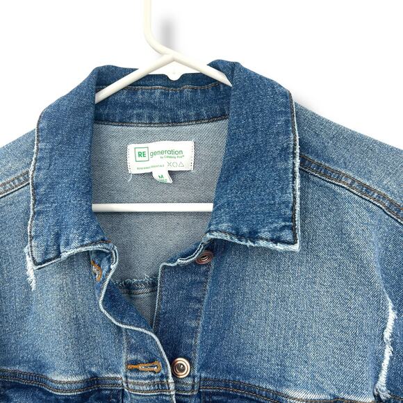 NEW Regeneration Jean Jacket Medium Oversized Boxy Fit Distressed Denim Coat - Picture 4 of 7